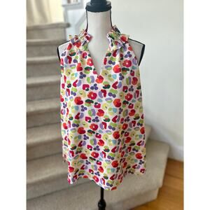 SSYS Multicolor White Red Green Rainbow Leopard Print Ruffle Tank